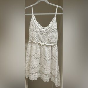 Chic White Eyelet Backless Dress